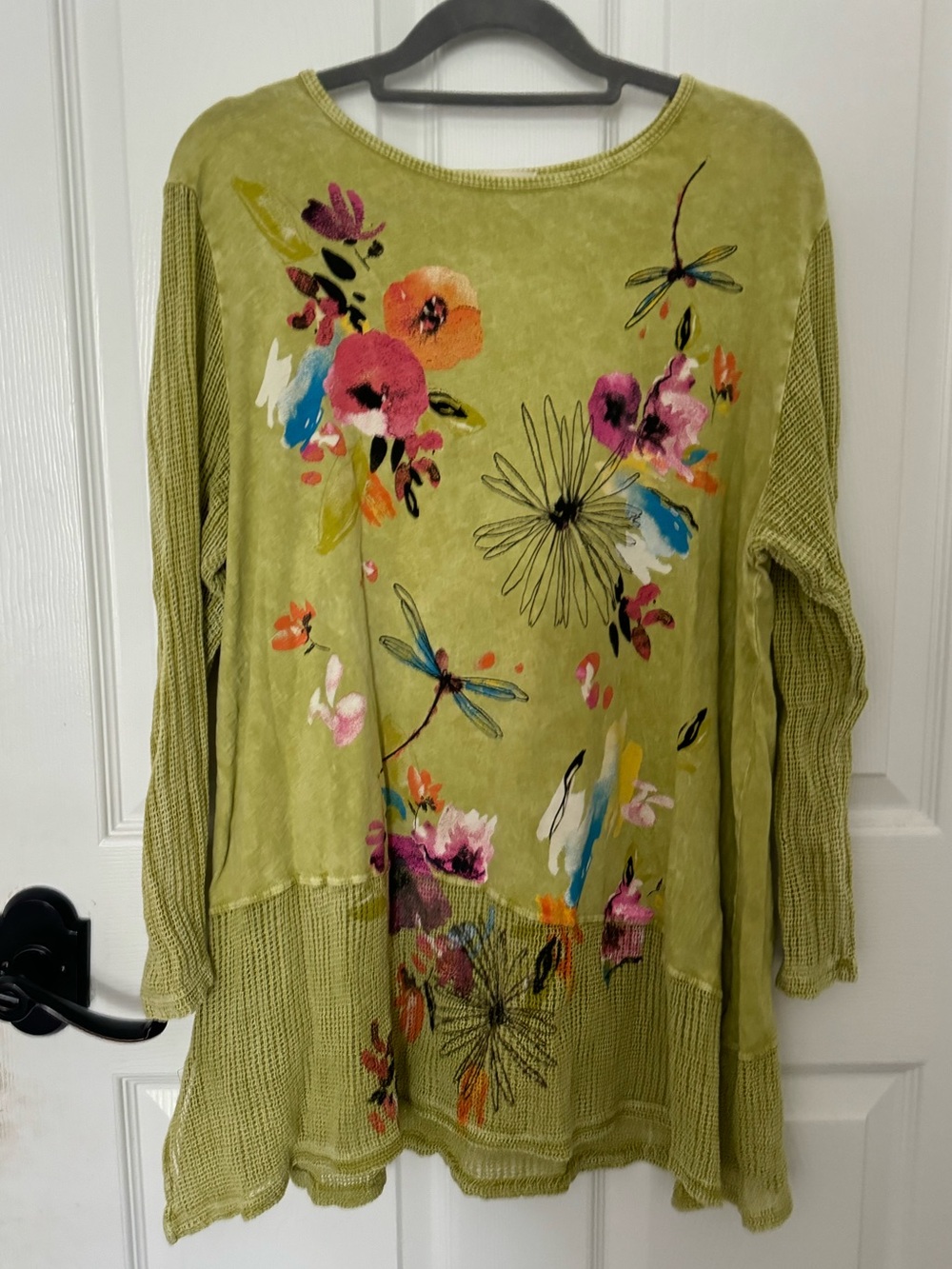 Jess & Jane A-line floral dragonfly tunic L